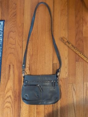 Tignanello Gray Leather Crossbody Bag - Versatile Everyday Style